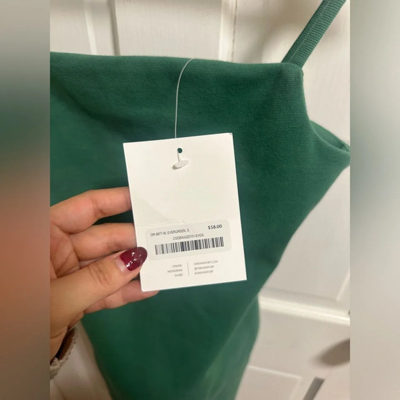 Green spaghetti mini dress, Oak + Fort - great NWT Size S - Picture 3 of 4